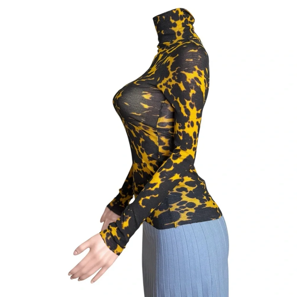 COS Merino Wool Turtleneck Top, Dark Yellow/Tortoiseshell, XS_10